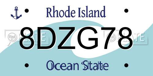 8DZG78 Rhode Island License Plate