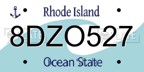 8DZO527 Rhode Island License Plate