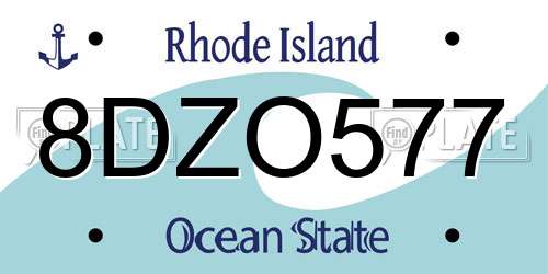 8DZO577 Rhode Island License Plate