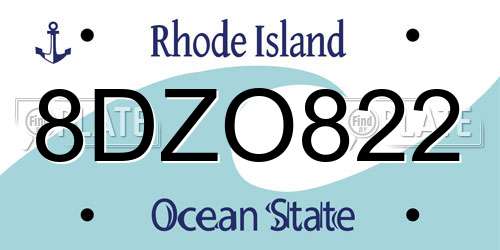 8DZO822 Rhode Island License Plate