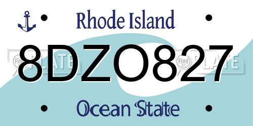 8DZO827 Rhode Island License Plate