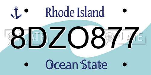 8DZO877 Rhode Island License Plate