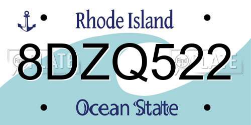 8DZQ522 Rhode Island License Plate