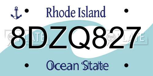 8DZQ827 Rhode Island License Plate