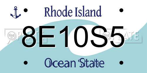 8E10S5 Rhode Island License Plate
