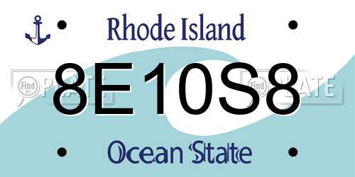8E10S8 Rhode Island License Plate