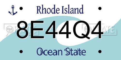 8E44Q4 Rhode Island License Plate