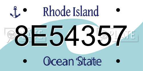 8E54357 Rhode Island License Plate