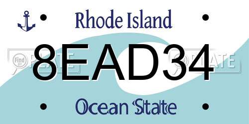 8EAD34 Rhode Island License Plate