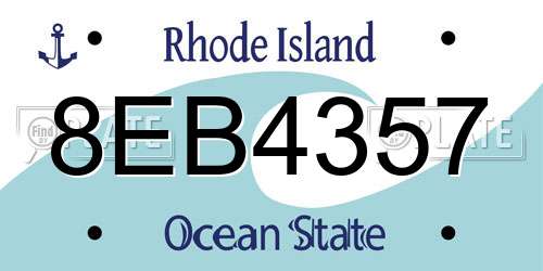 8EB4357 Rhode Island License Plate