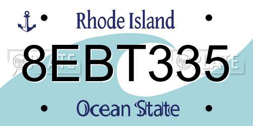 8EBT335 Rhode Island License Plate