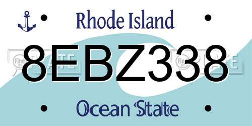 8EBZ338 Rhode Island License Plate