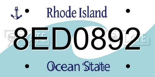 8ED0892 Rhode Island License Plate