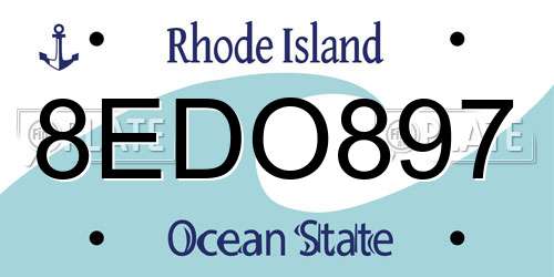 8EDO897 Rhode Island License Plate