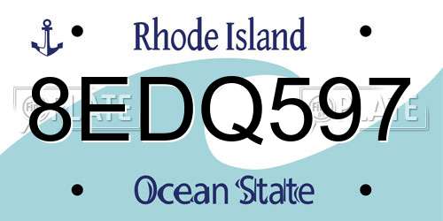 8EDQ597 Rhode Island License Plate