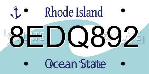 8EDQ892 Rhode Island License Plate