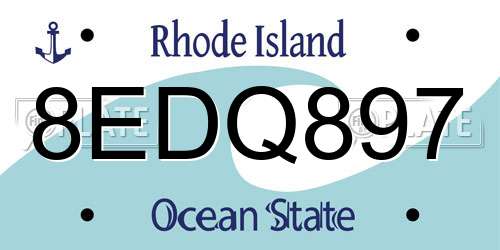 8EDQ897 Rhode Island License Plate