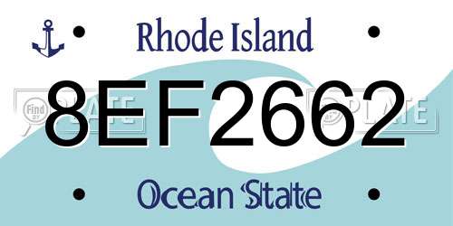 8EF2662 Rhode Island License Plate
