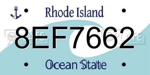 8EF7662 Rhode Island License Plate