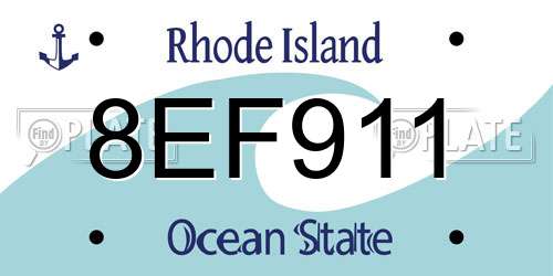 8EF911 Rhode Island License Plate