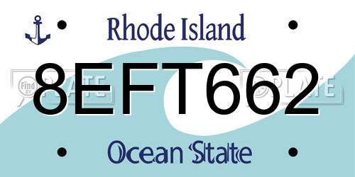 8EFT662 Rhode Island License Plate