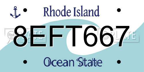 8EFT667 Rhode Island License Plate