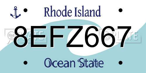 8EFZ667 Rhode Island License Plate