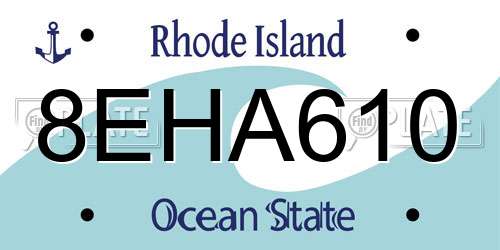 8EHA610 Rhode Island License Plate