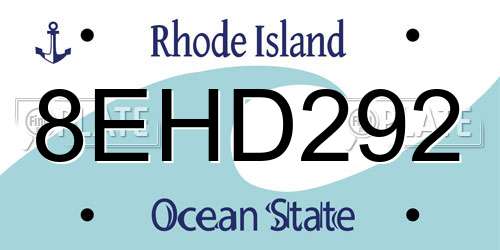 8EHD292 Rhode Island License Plate