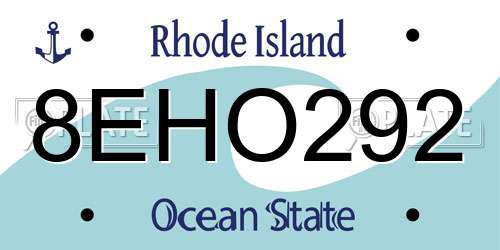 8EHO292 Rhode Island License Plate