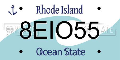 8EIO55 Rhode Island License Plate