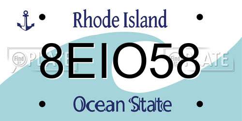 8EIO58 Rhode Island License Plate