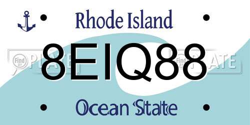8EIQ88 Rhode Island License Plate