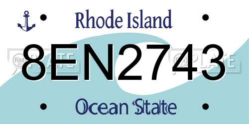 8EN2743 Rhode Island License Plate
