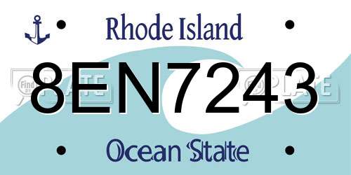 8EN7243 Rhode Island License Plate
