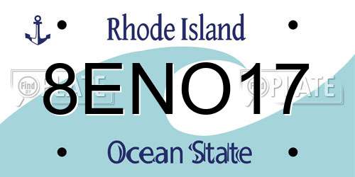 8ENO17 Rhode Island License Plate