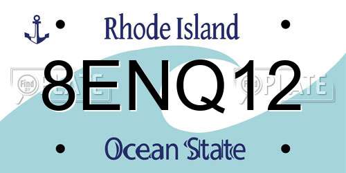 8ENQ12 Rhode Island License Plate