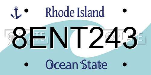 8ENT243 Rhode Island License Plate