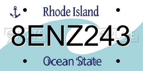 8ENZ243 Rhode Island License Plate