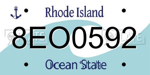 8EO0592 Rhode Island License Plate
