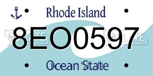 8EO0597 Rhode Island License Plate