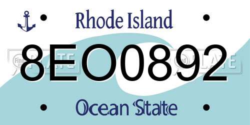 8EO0892 Rhode Island License Plate