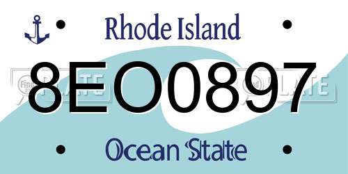 8EO0897 Rhode Island License Plate