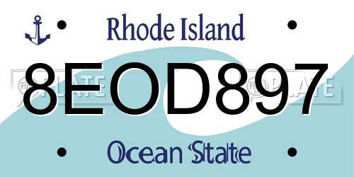 8EOD897 Rhode Island License Plate