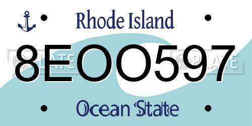 8EOO597 Rhode Island License Plate