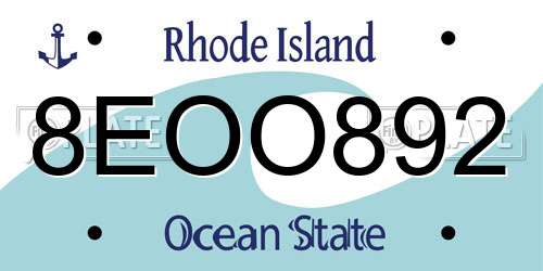 8EOO892 Rhode Island License Plate