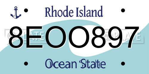 8EOO897 Rhode Island License Plate
