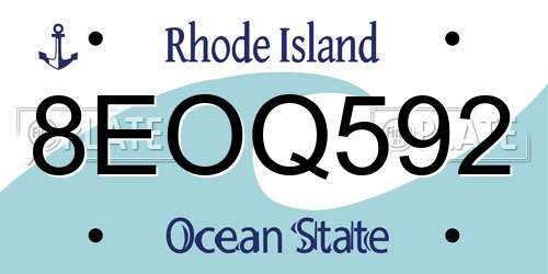 8EOQ592 Rhode Island License Plate