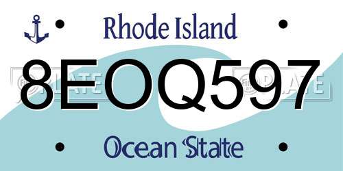 8EOQ597 Rhode Island License Plate