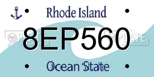8EP560 Rhode Island License Plate